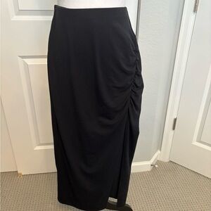 Black Maxi Ruched Pencil Skirt
